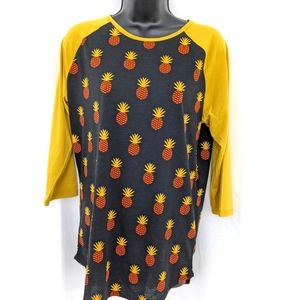 NWT LuLaRoe Randy pineapple raglan top
